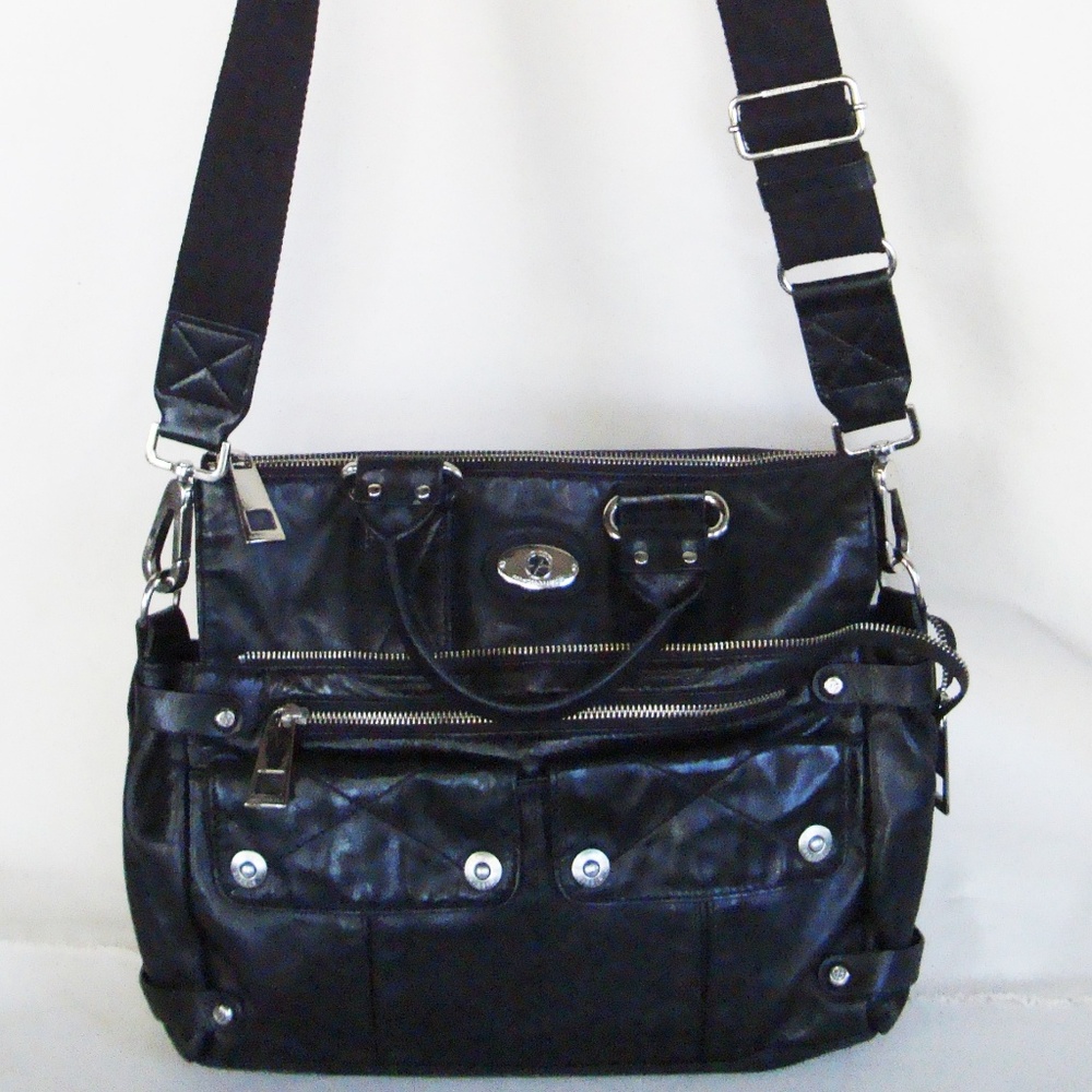 Francesco Biasia Black Leather Cross Body Bag - Picture 5 of 8
